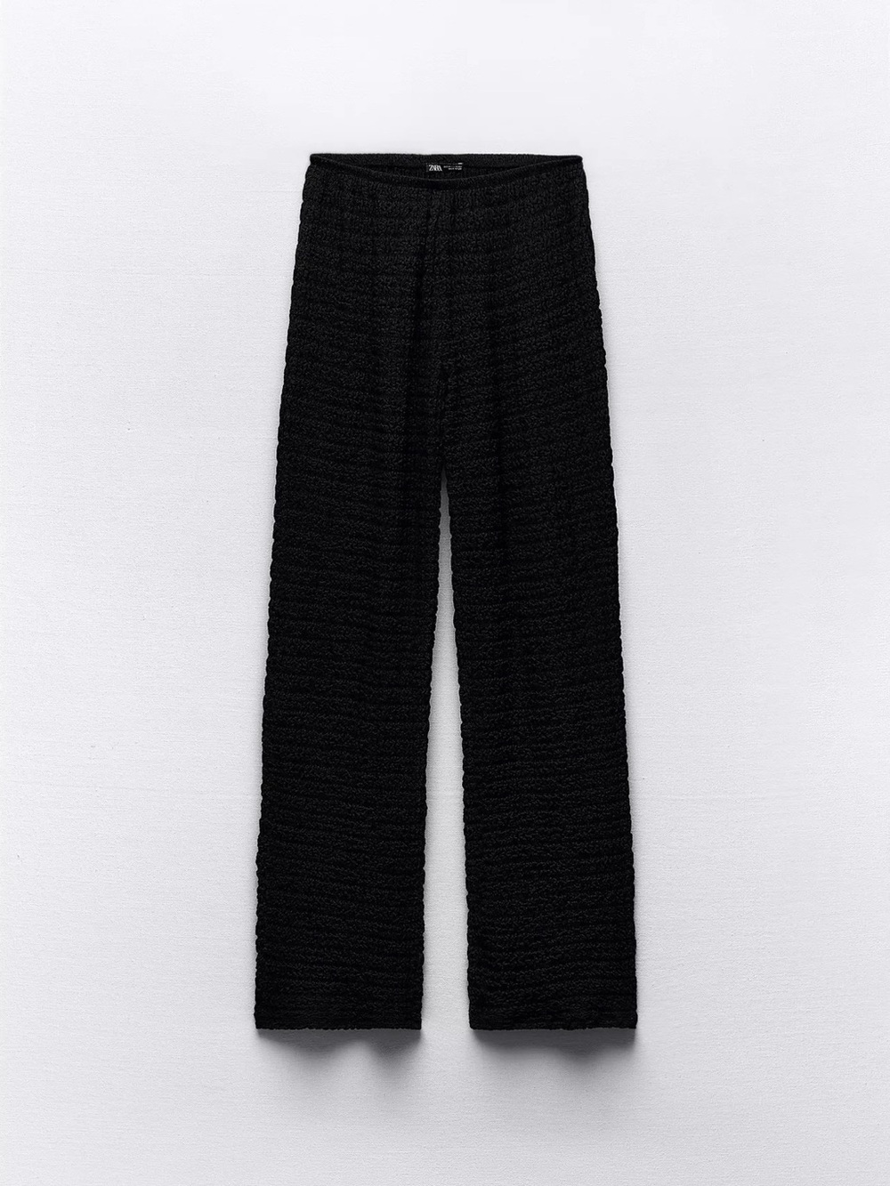 Zara Black Textured Wide-Leg Pants